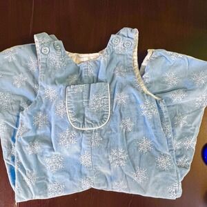 Strasburg Baby 12M Blue Corduroy‎ Snowflake Overalls Y2K 2000s Heirloom